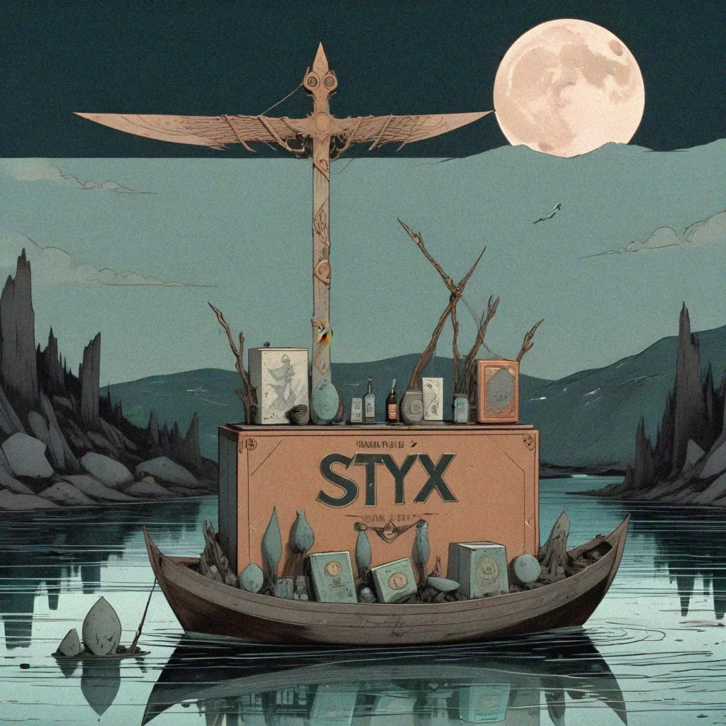 Une barque avec une inscription Styx